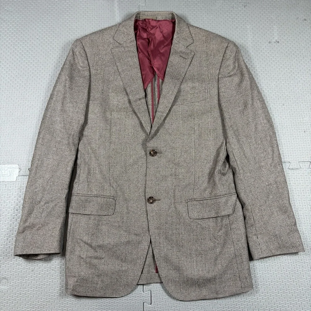 Suit Supply Windowpane Houndstooth Cashmere Wool Blend Unstructured Blazer 40L